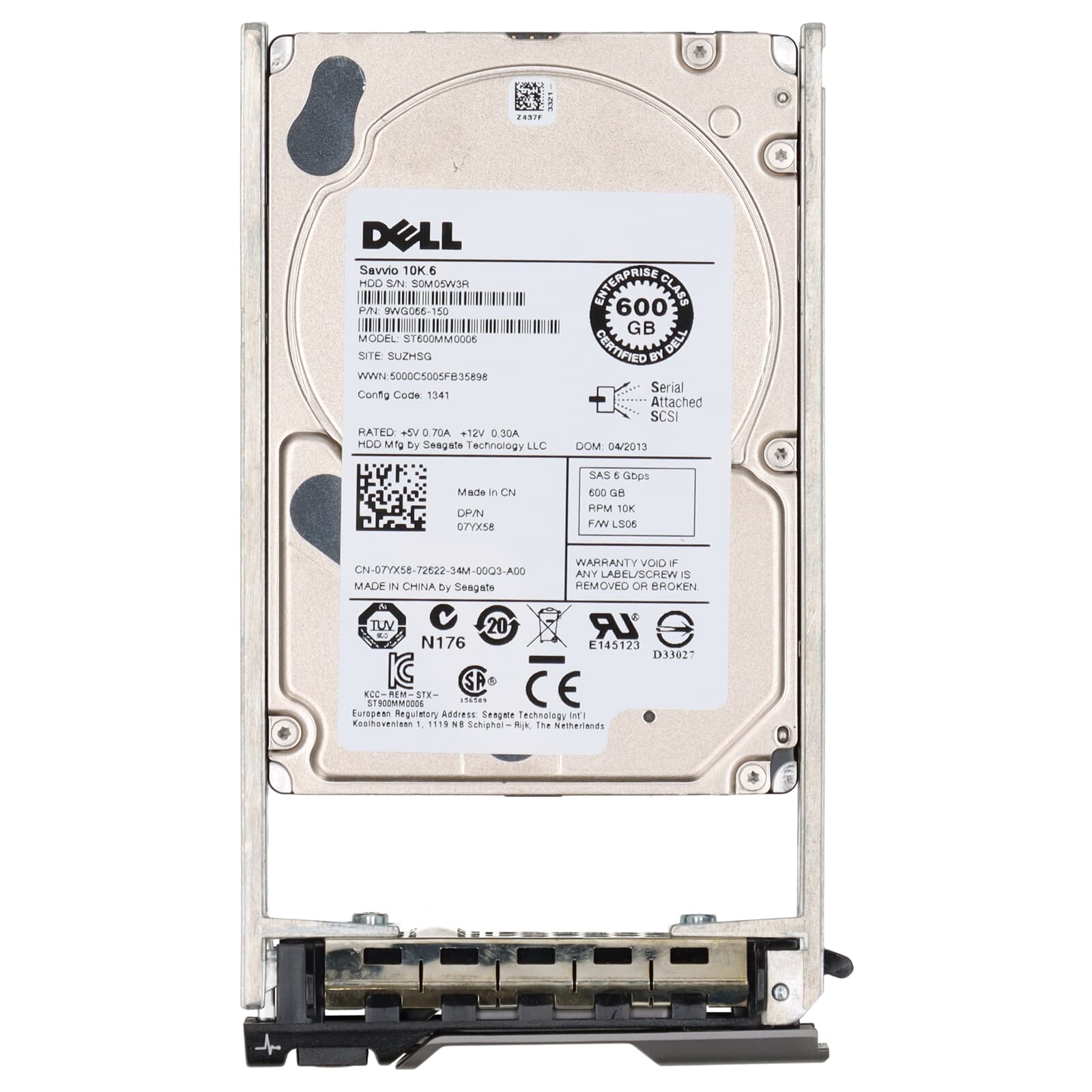 Dell 07YX58 600GB 10K SAS 2.5” Hard Drive With Tray – ST600MM0006 Savvio, Hot Swap