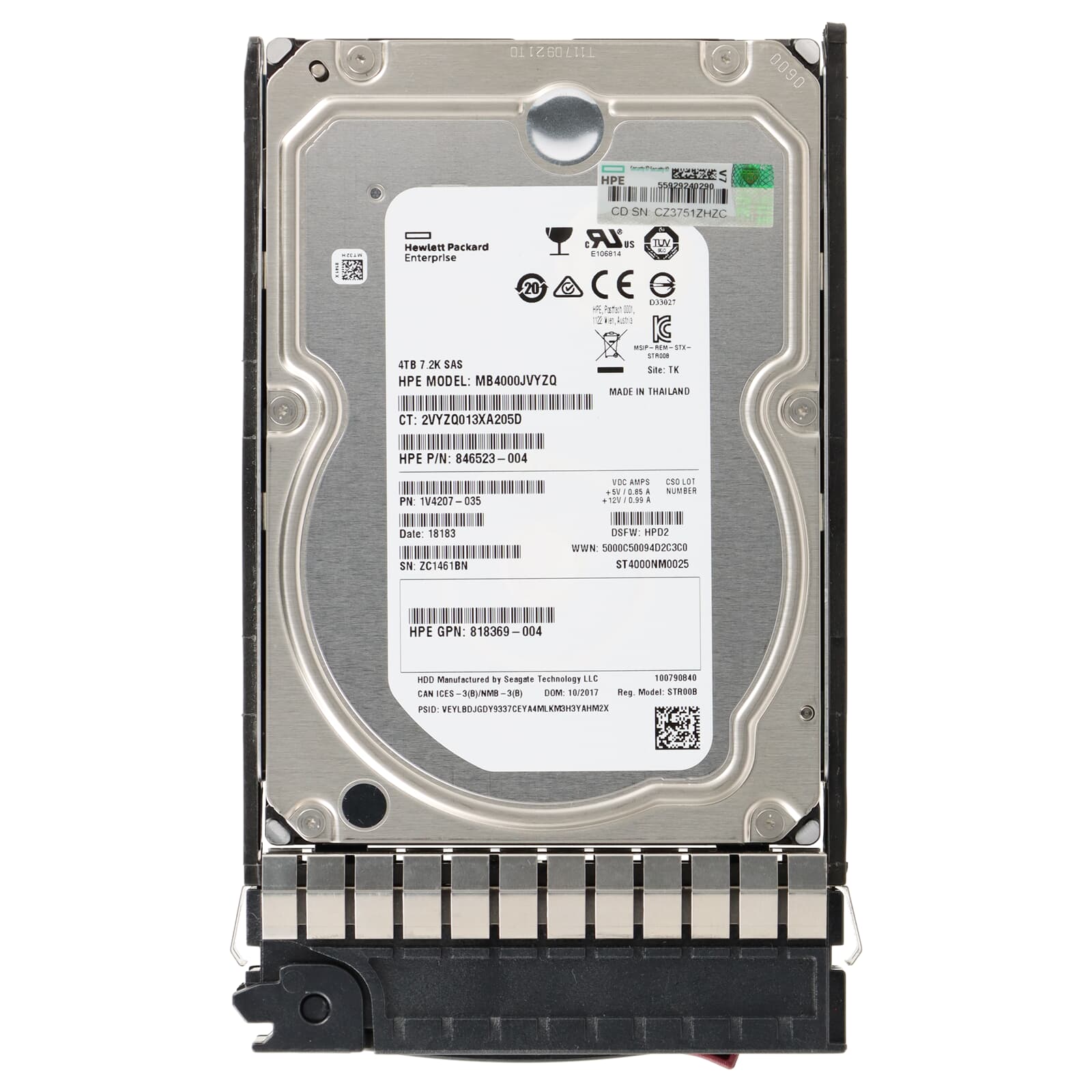 HPE SAS Festplatte 4TB 7,2k SAS 12G LFF - 826550-001 818369-004 