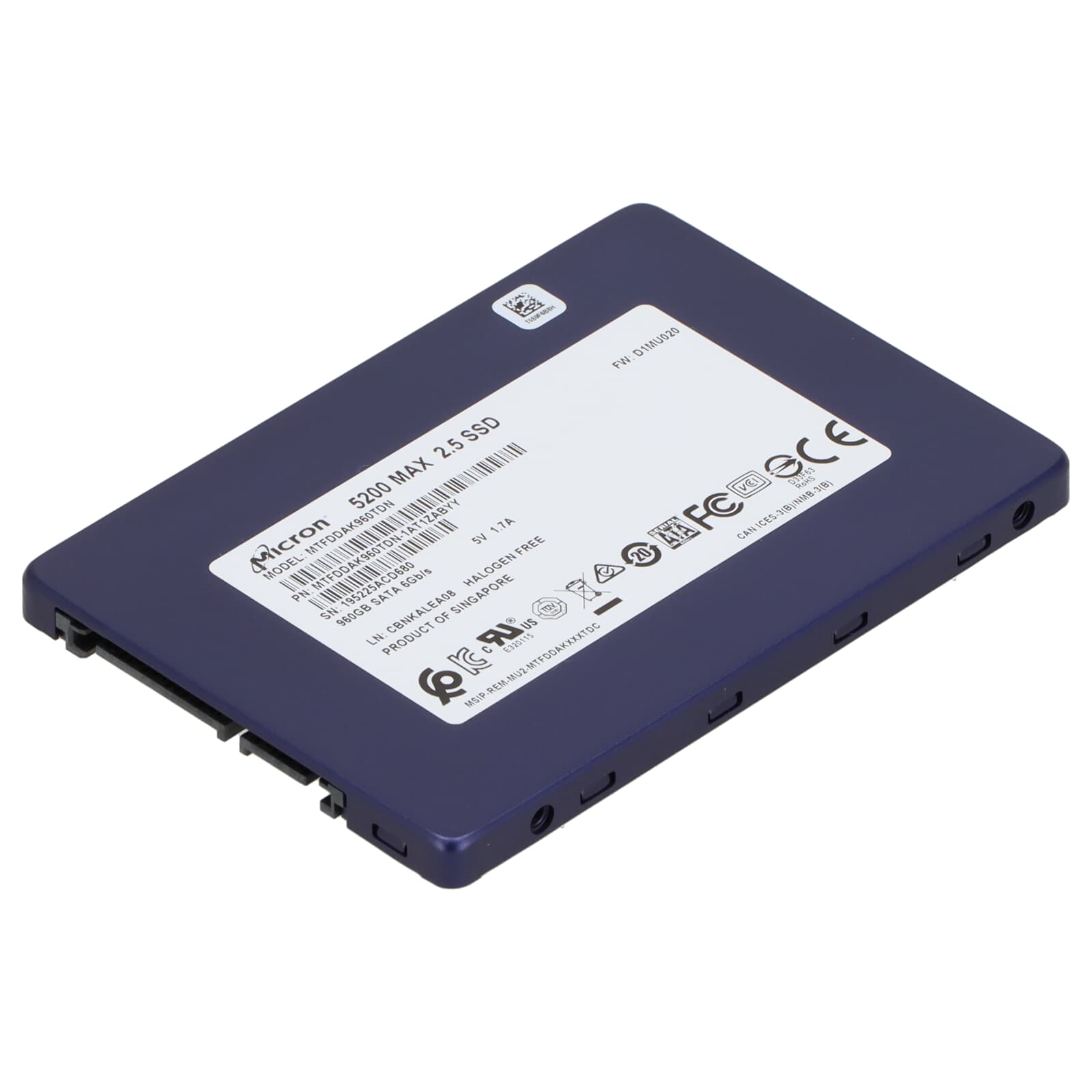 SSD Micron 5200 ECO 960GB 2.5'' SATA – MTFDDAK960TDC Con Caddy Dell X7K8W Da 3.5'' (usato)