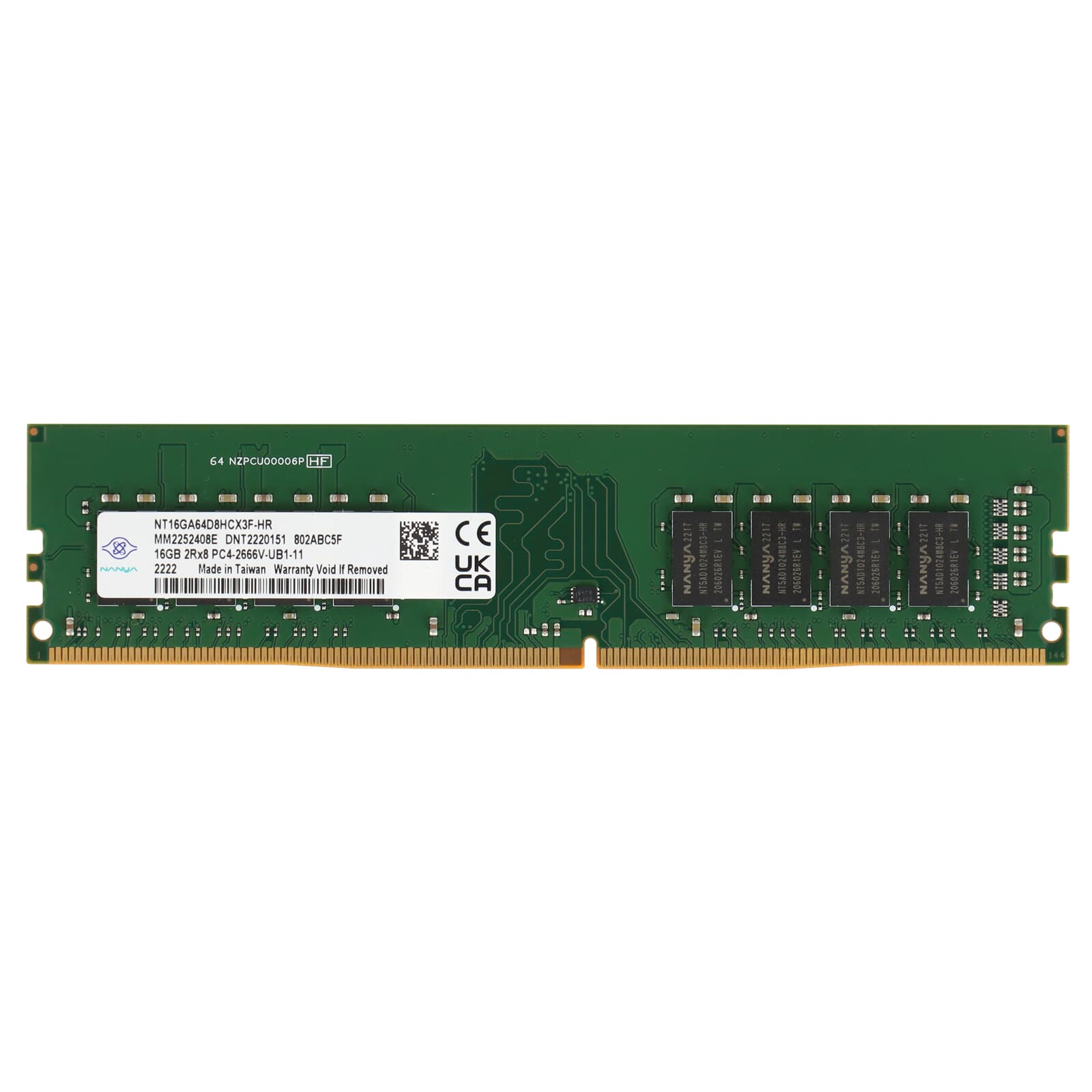 Nanya 16GB PC4-2666V DDR4-RAM UDIMM 2R - NT16GA64D8HCX3F-HR