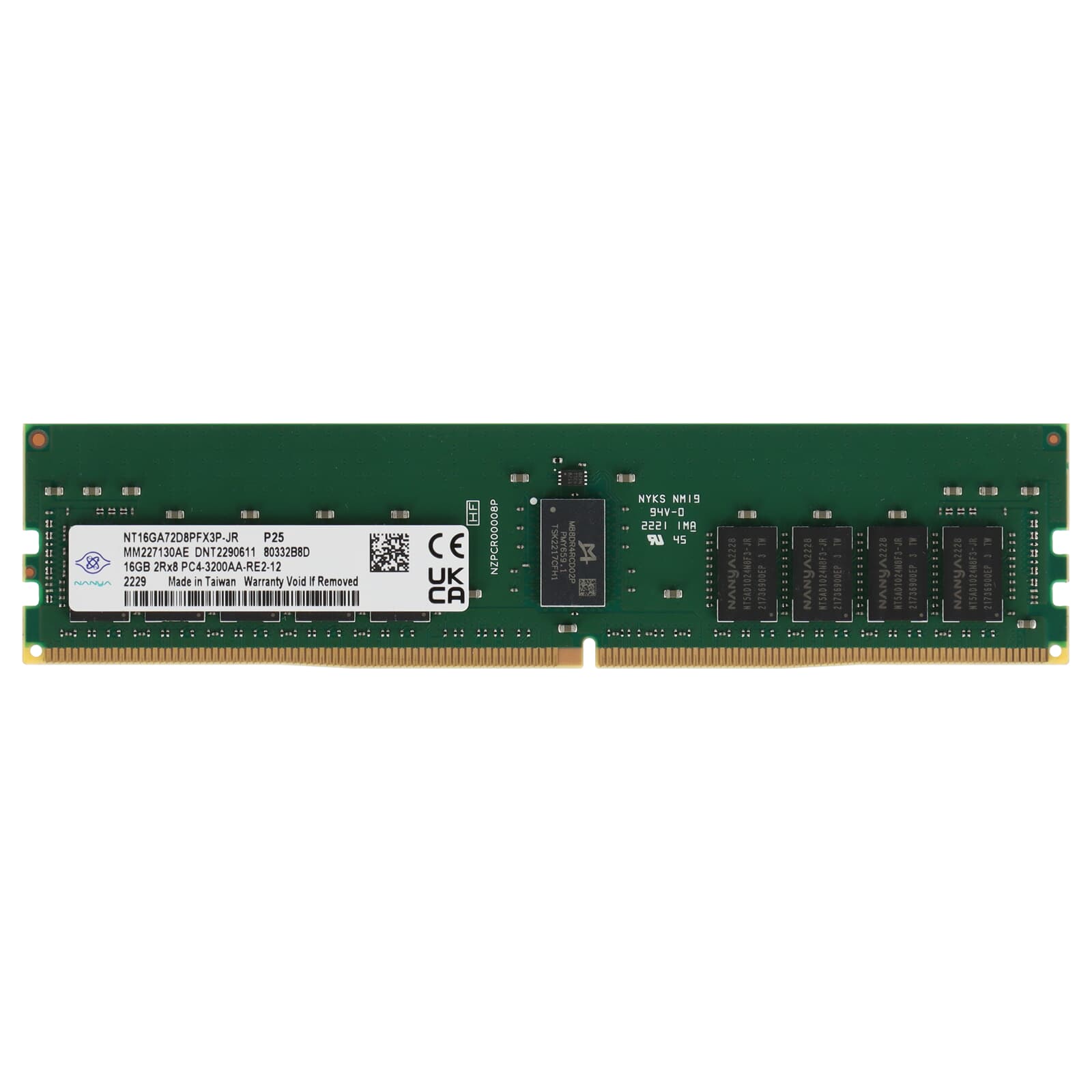 Nanya 16GB PC4-3200AA DDR4-RAM RDIMM 2R - NT16GA72D8PFX3P-JR