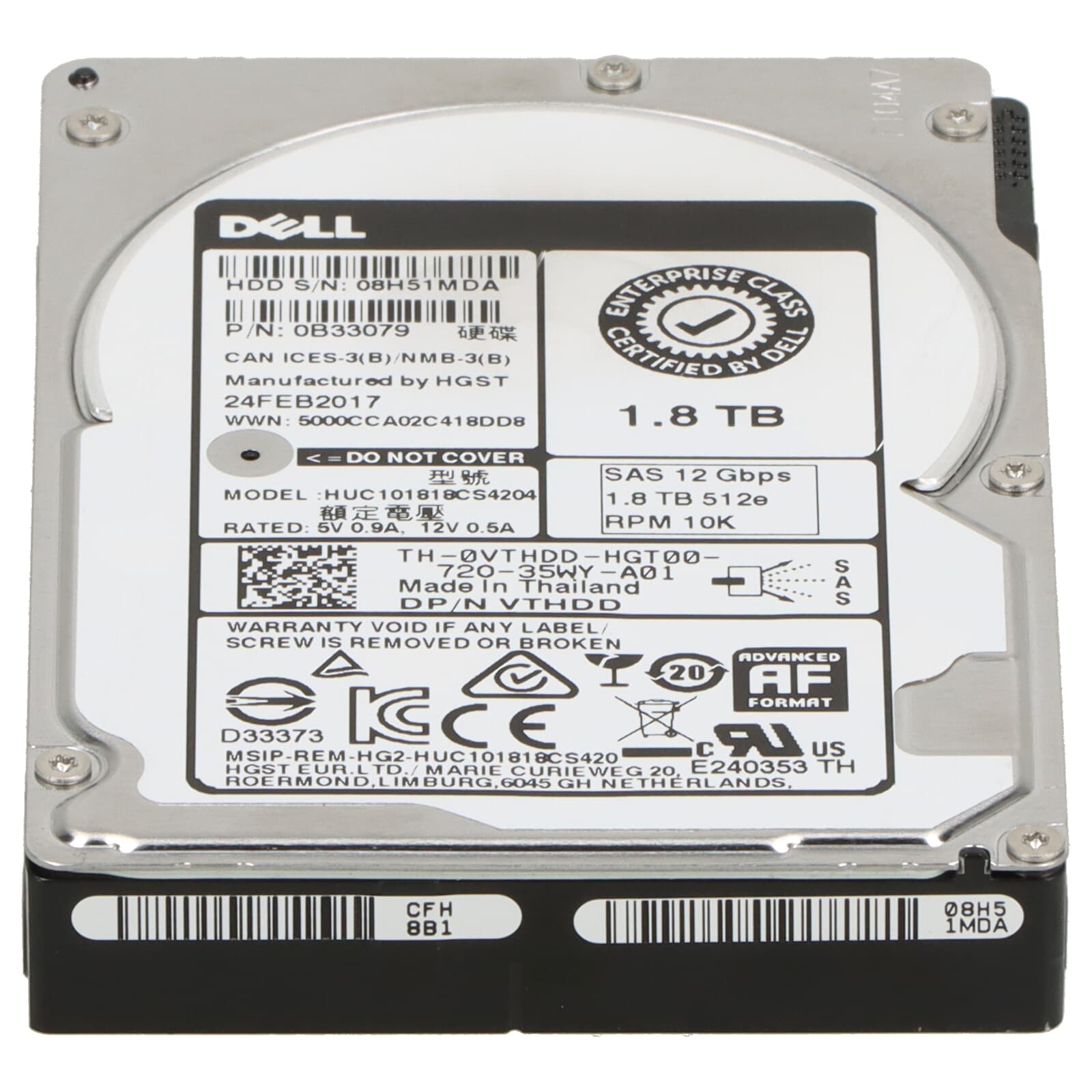 dell 10k 12g 2.5 Dell 1.8TB 10k 12G SAS hard drive 2.5" 512e - VTHDD