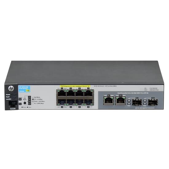 HP Switch 2915-8G PoE 8x 1GbE PoE 2x SFP 1GbE 2x RJ45 1GbE - J9562A
