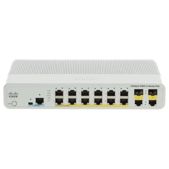 Cisco Switch Catalyst 2960C 8x 100Mbit PoE 2x SFP/RJ45 1GbE Uplink Combo Ports - WS-C2960C-12PC-L