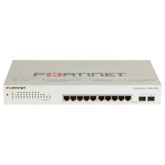 Fortinet FortiSwitch 108D-PoE 8x 1GbE RJ45 PoE 75W 2x 1GbE RJ45/SFP - FS-108D-POE P15474-01-03
