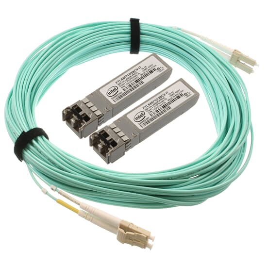 Intel fibre optic kit 2x 10GbE transceiver E10GSFPSR incl. 30M cable OM3 NEW