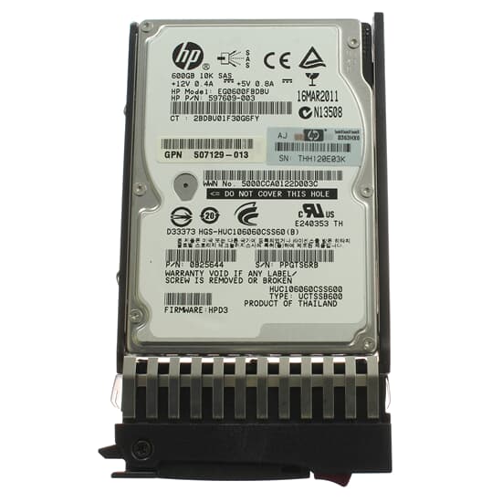 Produktbild von HP 533871-003 600GB SAS, SATA 3, 3,5 Zoll Interne Festplatte Online