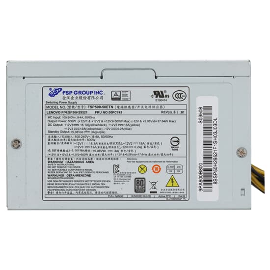 Lenovo 500W Workstation Netzteil ThinkStation P520c - 00PC743 SP50H29521