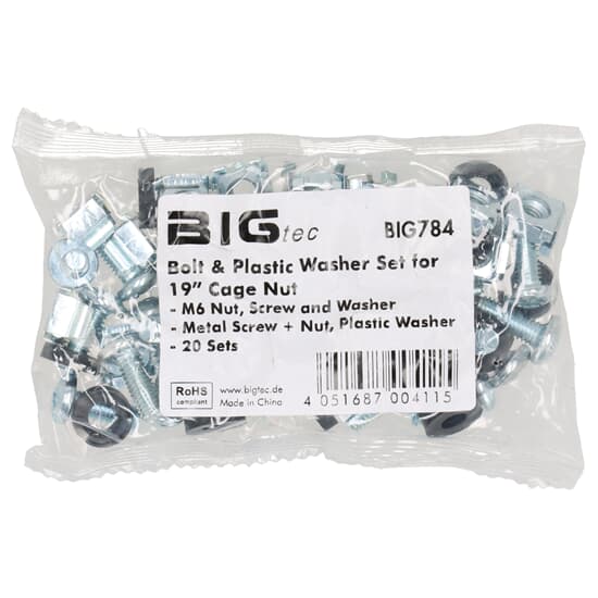 BIGtec Käfigmuttern Schrauben-Set 19" 20x M6 BIG784 NEU
