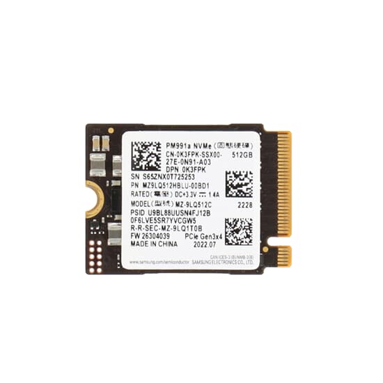 Dell PM991a 512GB M.2 2230 PCIe 3.0 x4 NVMe SSD - K3FPK MZ9LQ512HBLU-00BD1