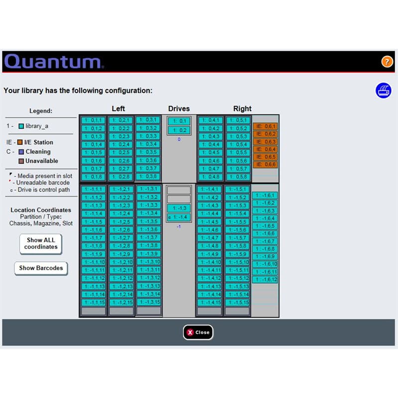 Quantum Tape Library Scalar i500 14U Chassis 133 LTO GEKKO
